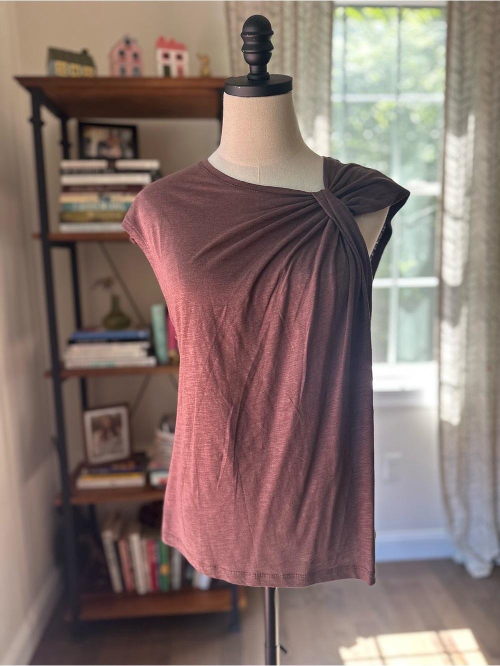 Sanctuary Twisted Shoulder Tank Top - Brown